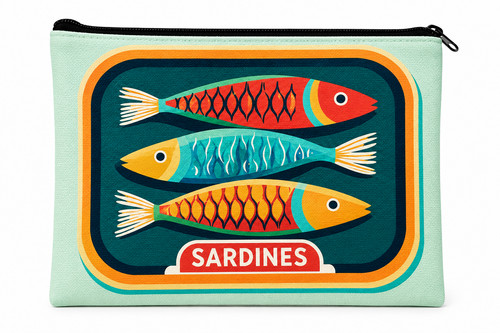 Retro sardines canvas - canvas, cosmetic