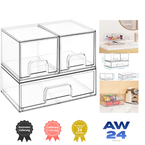 Schubladenbox transparent 3er - transparent,